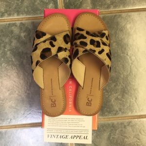B C brand Dear Ponyhair leopard print sandal
